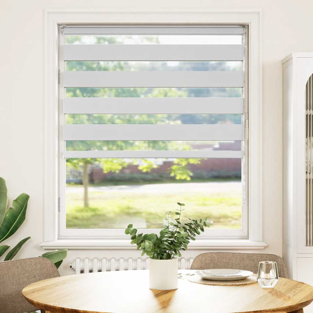 Jaluzea tip zebra alb lățime țesătură 110,9 cm poliester GartenMobel Dekor