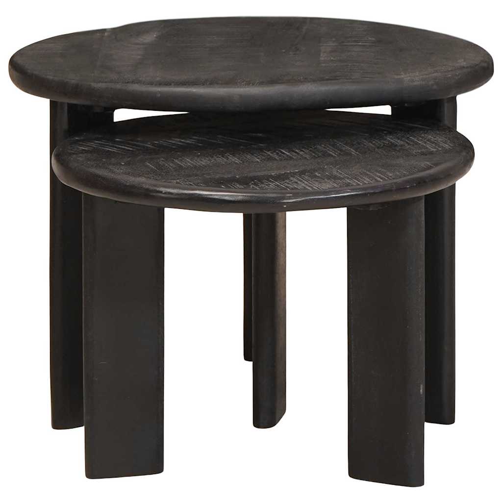 Mese în cuiburi 2 pcs Alb Lemn de mango solid GartenMobel Dekor