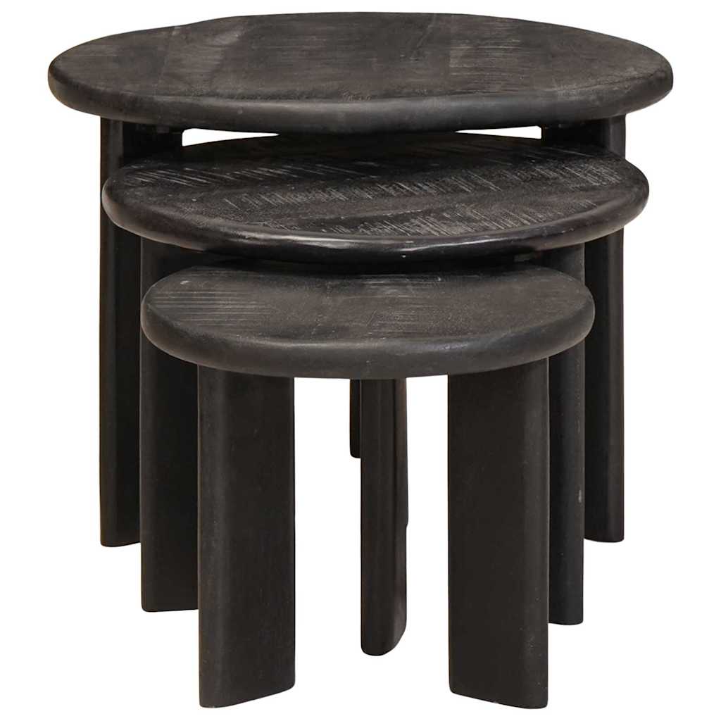 Mese în cuiburi 3 pcs Alb Lemn de mango solid GartenMobel Dekor