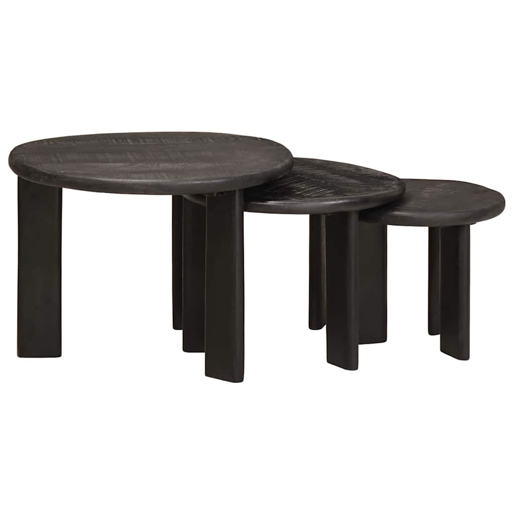 Mese în cuiburi 3 pcs Alb Lemn de mango solid GartenMobel Dekor