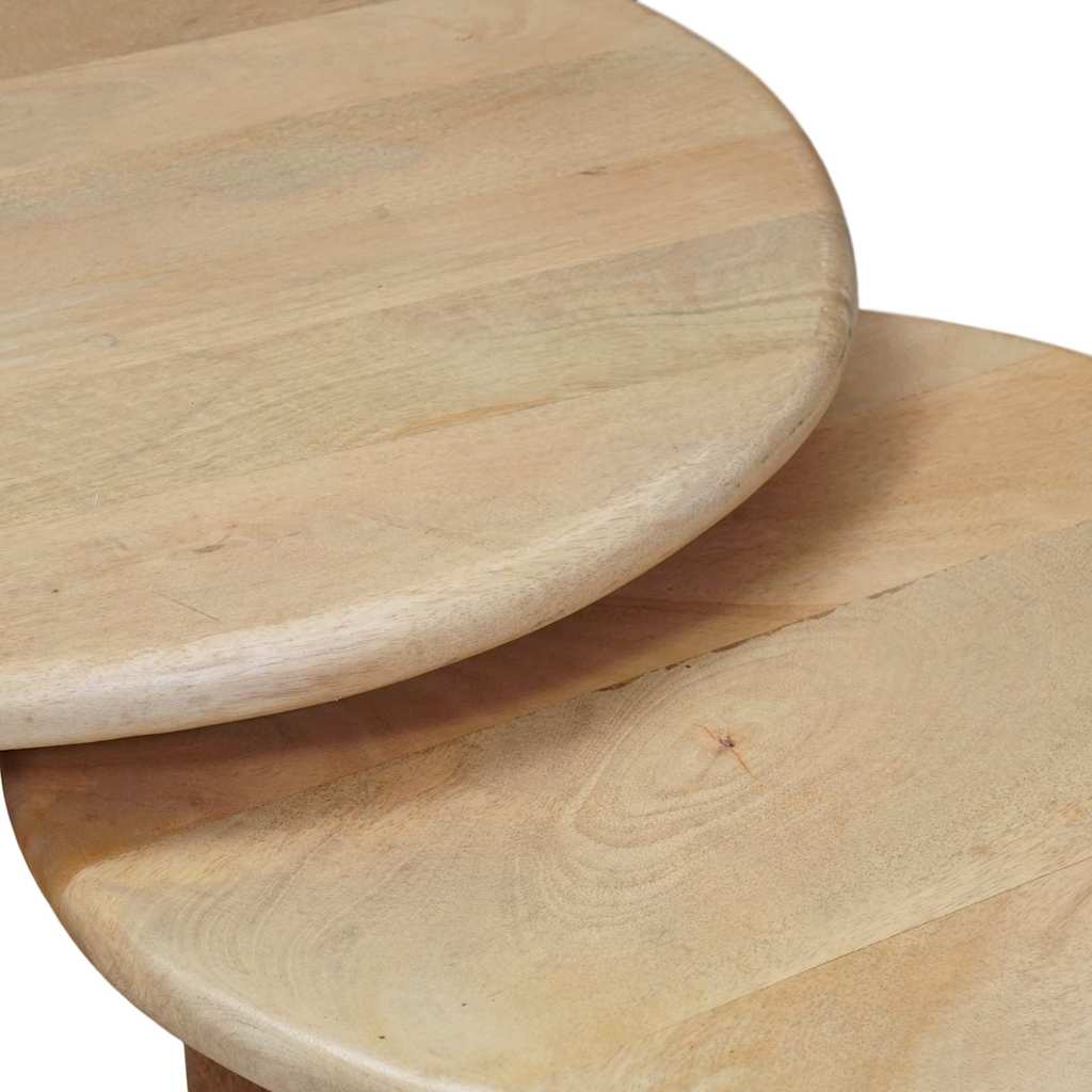 Mese în cuiburi 3 pcs Negru Lemn de mango solid GartenMobel Dekor