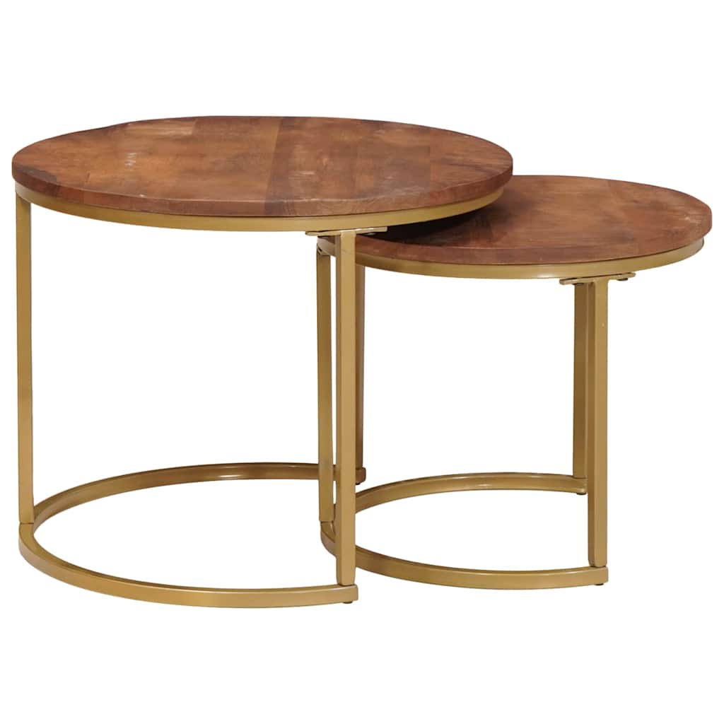 Mese de Cafea Nesting 2 pcs Lemn masiv de mango și oțel GartenMobel Dekor