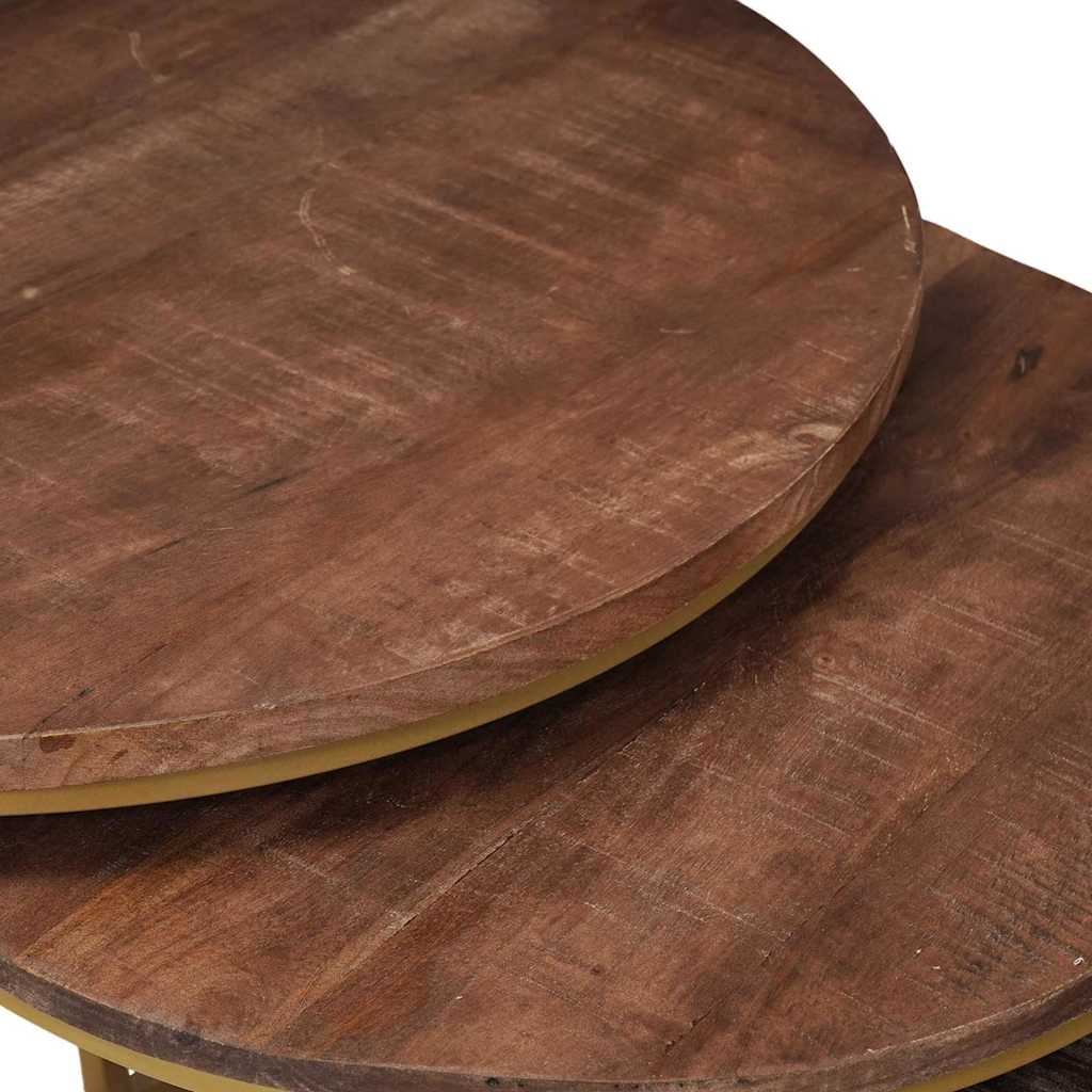 Mese de Cafea Nesting 2 pcs Lemn masiv de mango și oțel GartenMobel Dekor