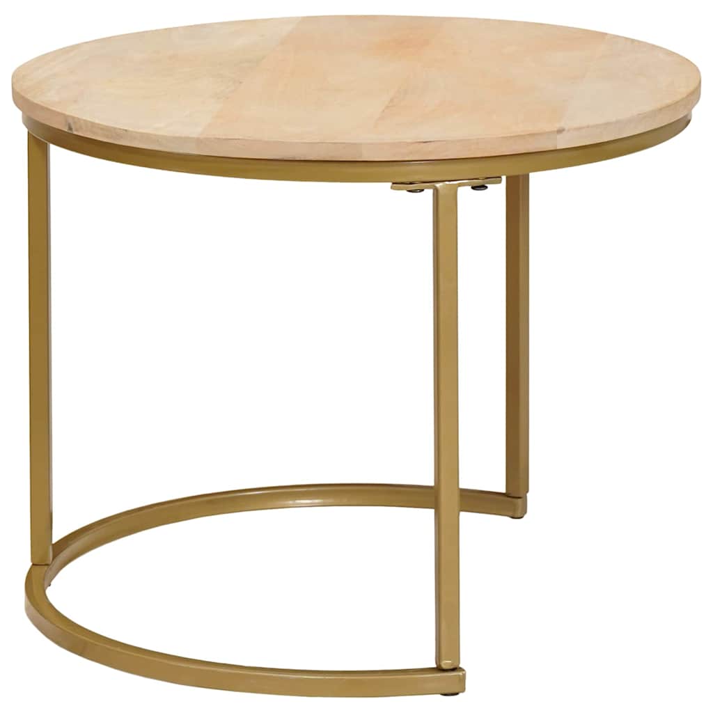 Mese de Cafea Nesting 3 pcs Alb Lemn masiv de mango și oțel GartenMobel Dekor