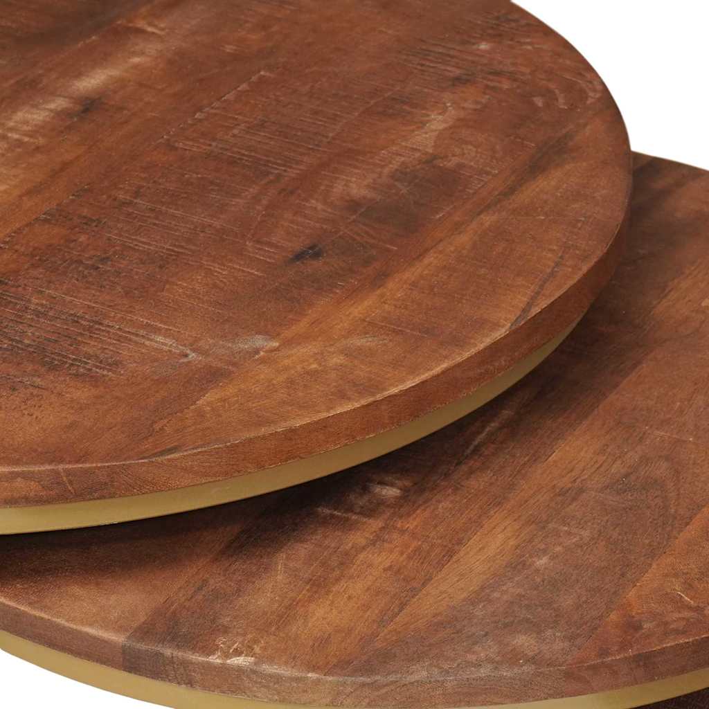 Mese de Cafea Nesting 3 pcs Lemn masiv de mango și oțel GartenMobel Dekor