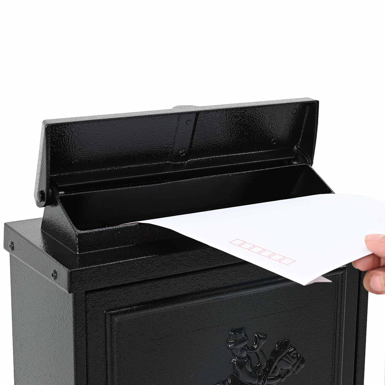 Cutie Poștală Montată pe Perete cu ușă Negru 29 x 13 x 41 cm GartenMobel Dekor