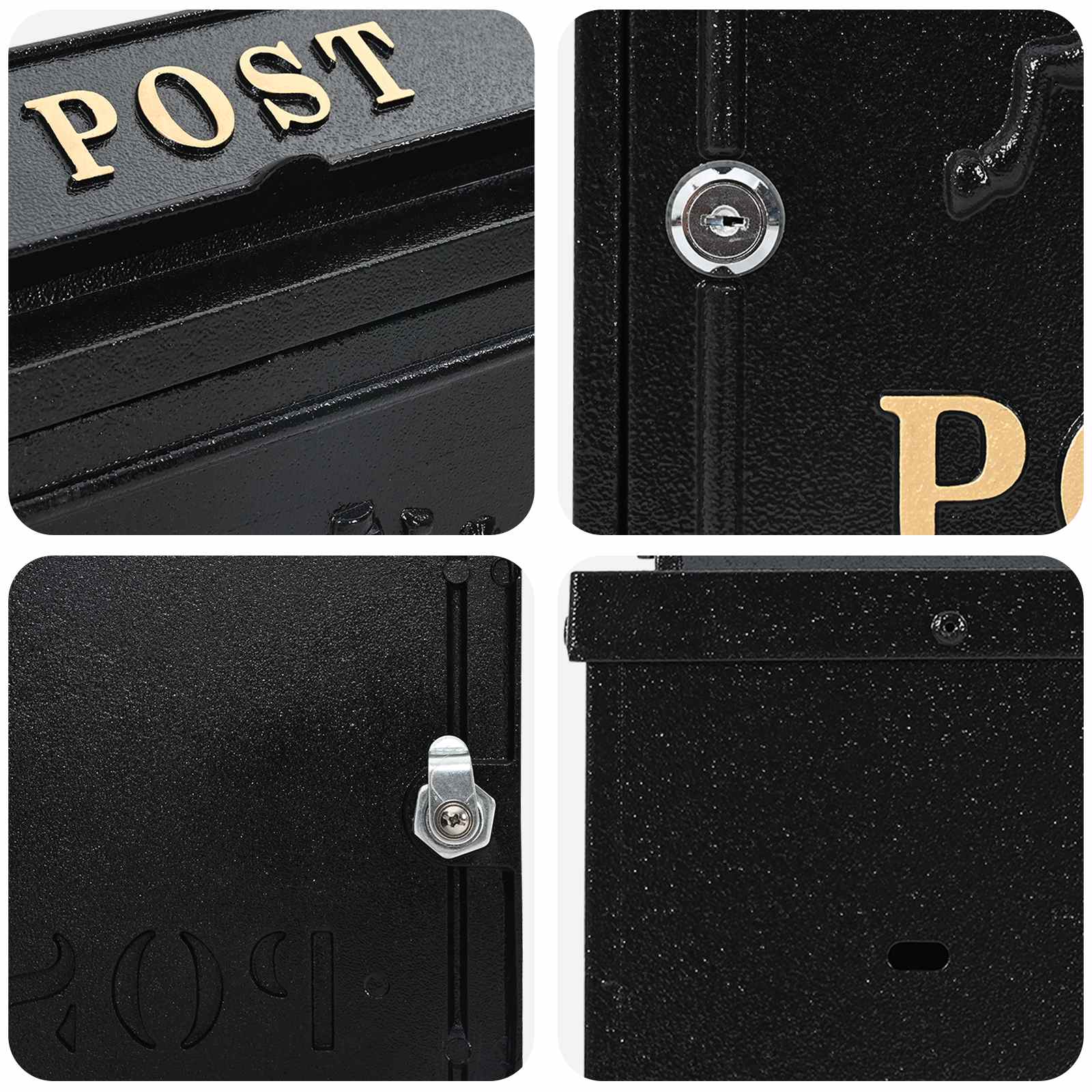 Cutie Poștală Montată pe Perete cu ușă Negru 29 x 13 x 41 cm GartenMobel Dekor