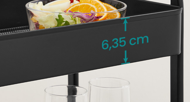 SONGMICS Raft de depozitare mobil tip carucior rulant, pentru baie sau bucatarie, cadru otel cu blat MDF, 31x44x74 cm, negru Household NewTrend