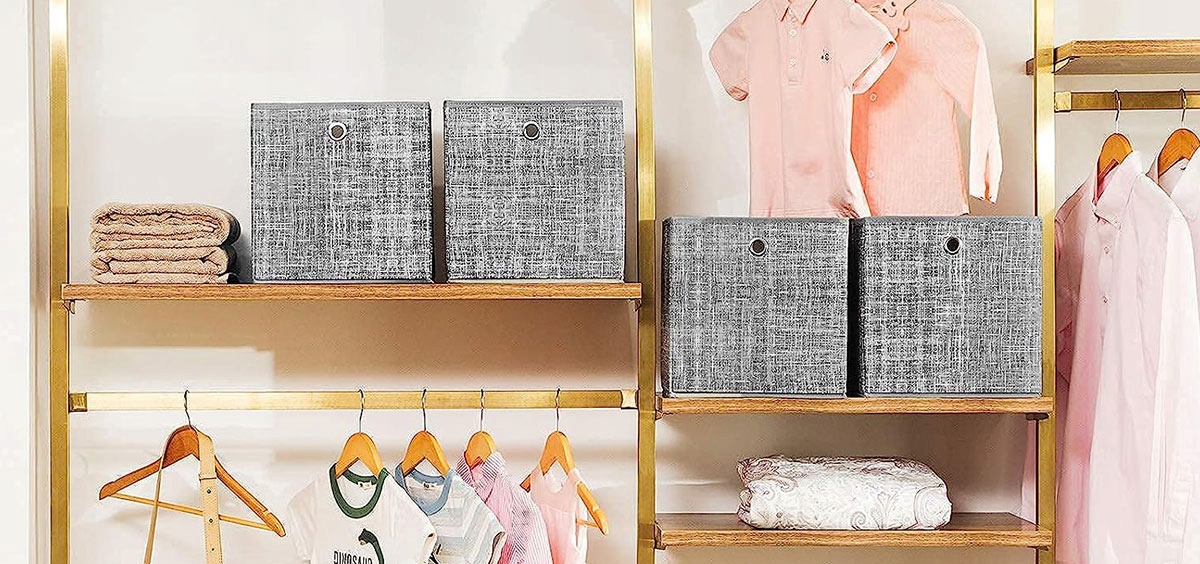 SONGMICS Set 6 cutii de depozitare, pliabile, din material textil, 30x30x30 cm, gri Household NewTrend