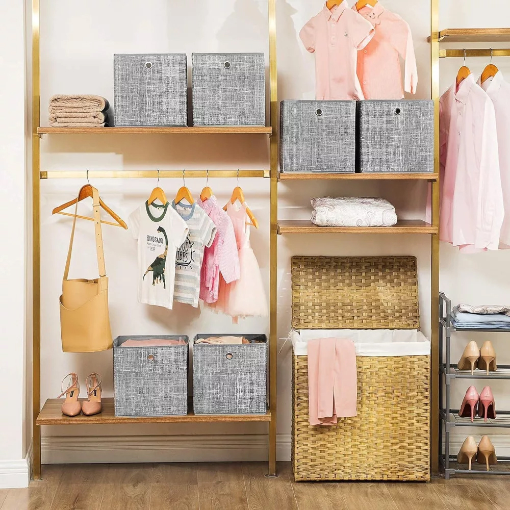 SONGMICS Set 6 cutii de depozitare, pliabile, din material textil, 30x30x30 cm, gri Household NewTrend