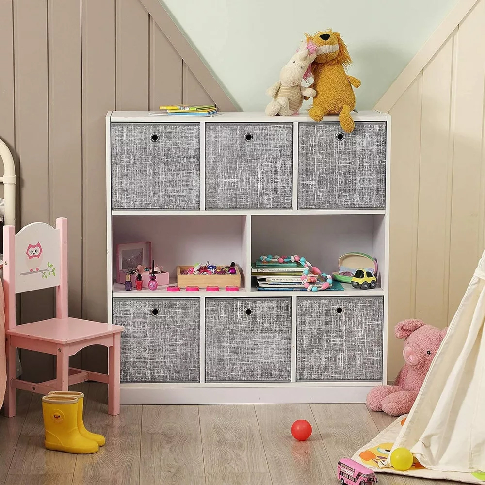 SONGMICS Set 6 cutii de depozitare, pliabile, din material textil, 30x30x30 cm, gri Household NewTrend