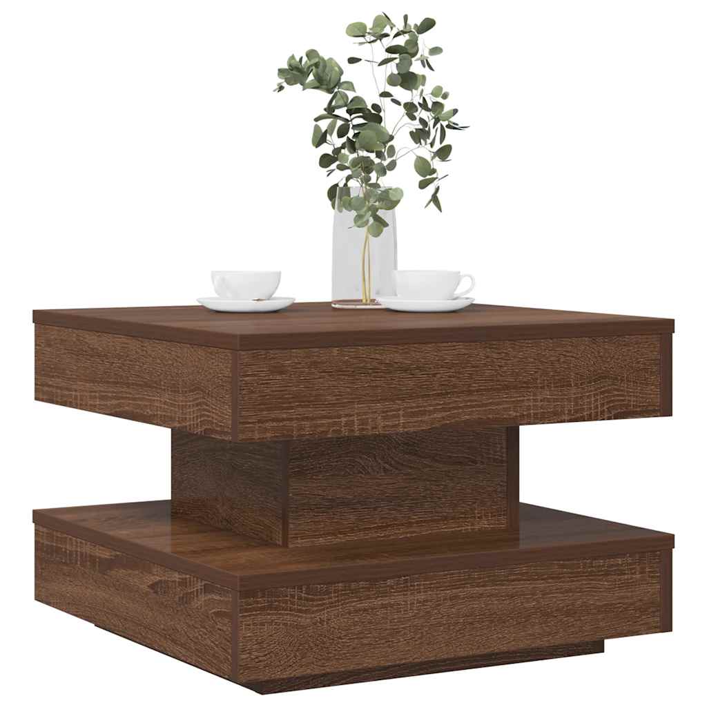 Măsuță cafea rotativă 360 grade, stejar maro 50x50x34,5 cm GartenMobel Dekor