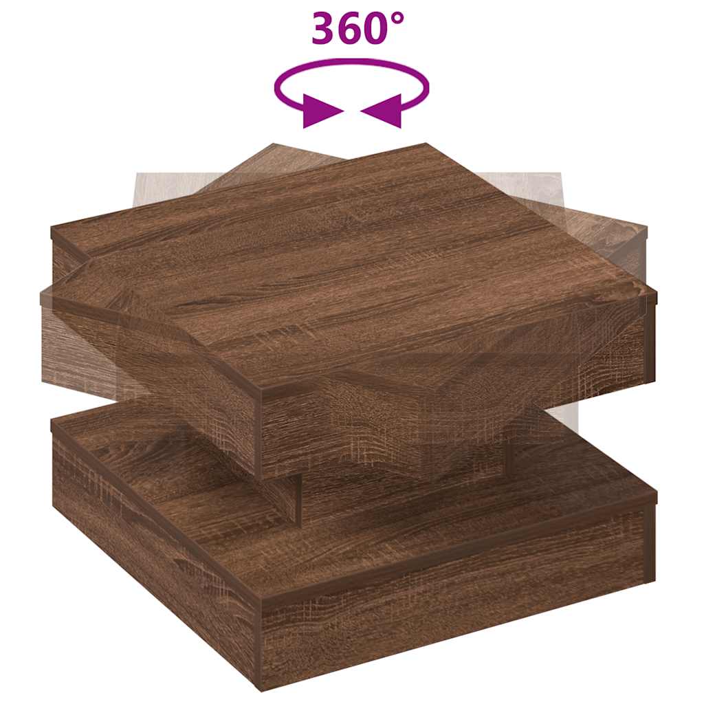 Măsuță cafea rotativă 360 grade, stejar maro 50x50x34,5 cm GartenMobel Dekor