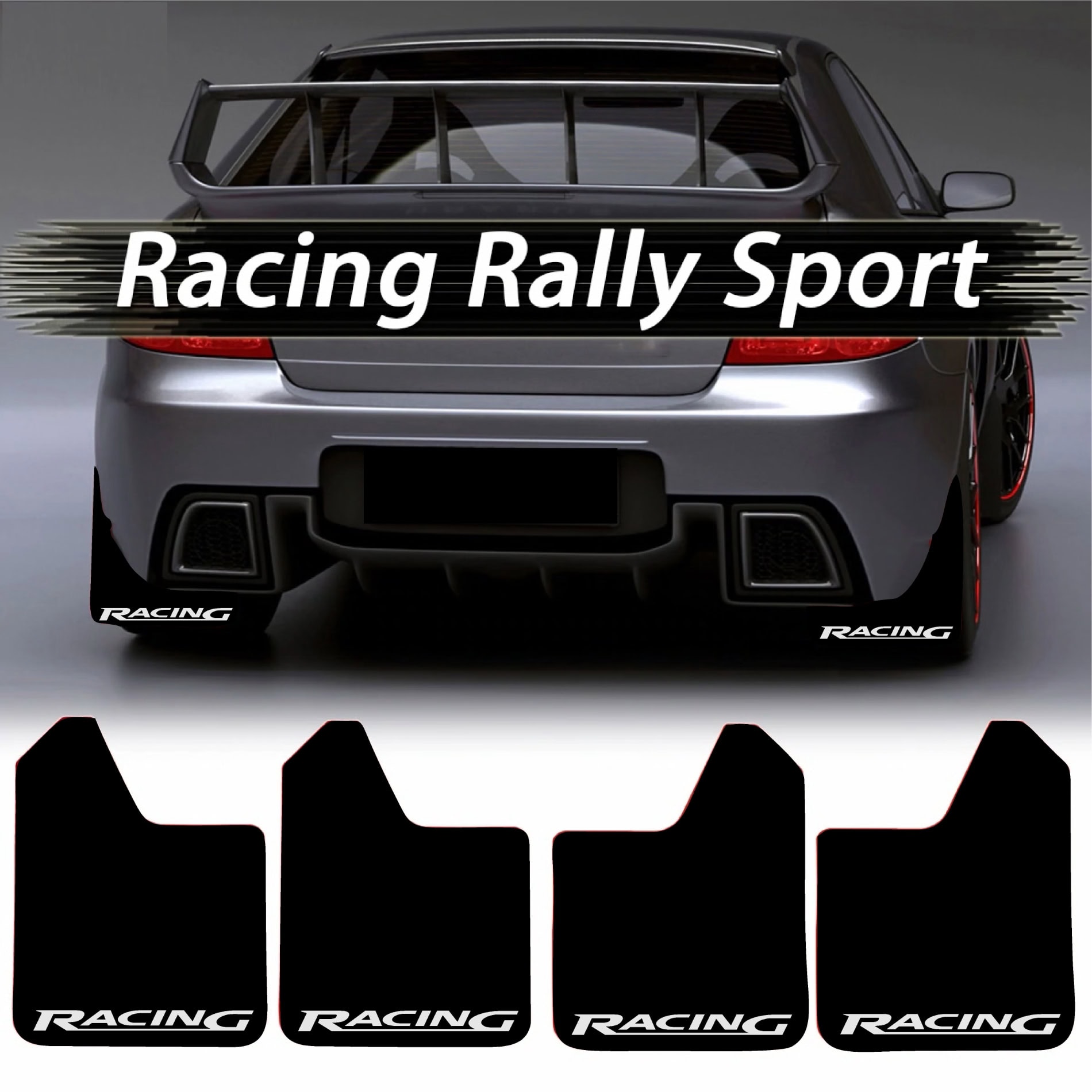 Set 4 Aparatori Noroi SPORT din cauciuc pentru autoturisme, universale, model Racing, dimensiune 30 x 23cm FAVLine Selection