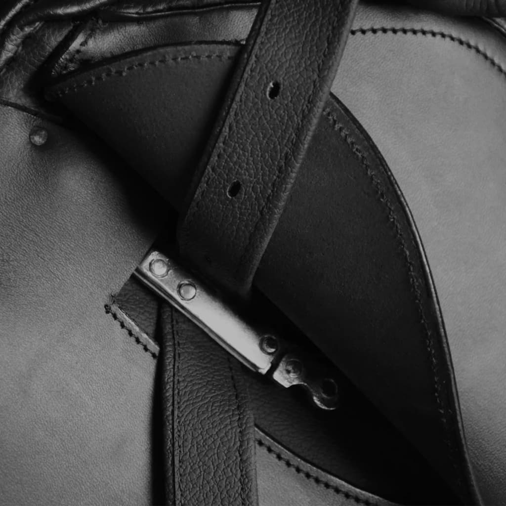 Set echitație 5-in-1 cu șa 44,5 cm din piele naturală, negru GartenMobel Dekor