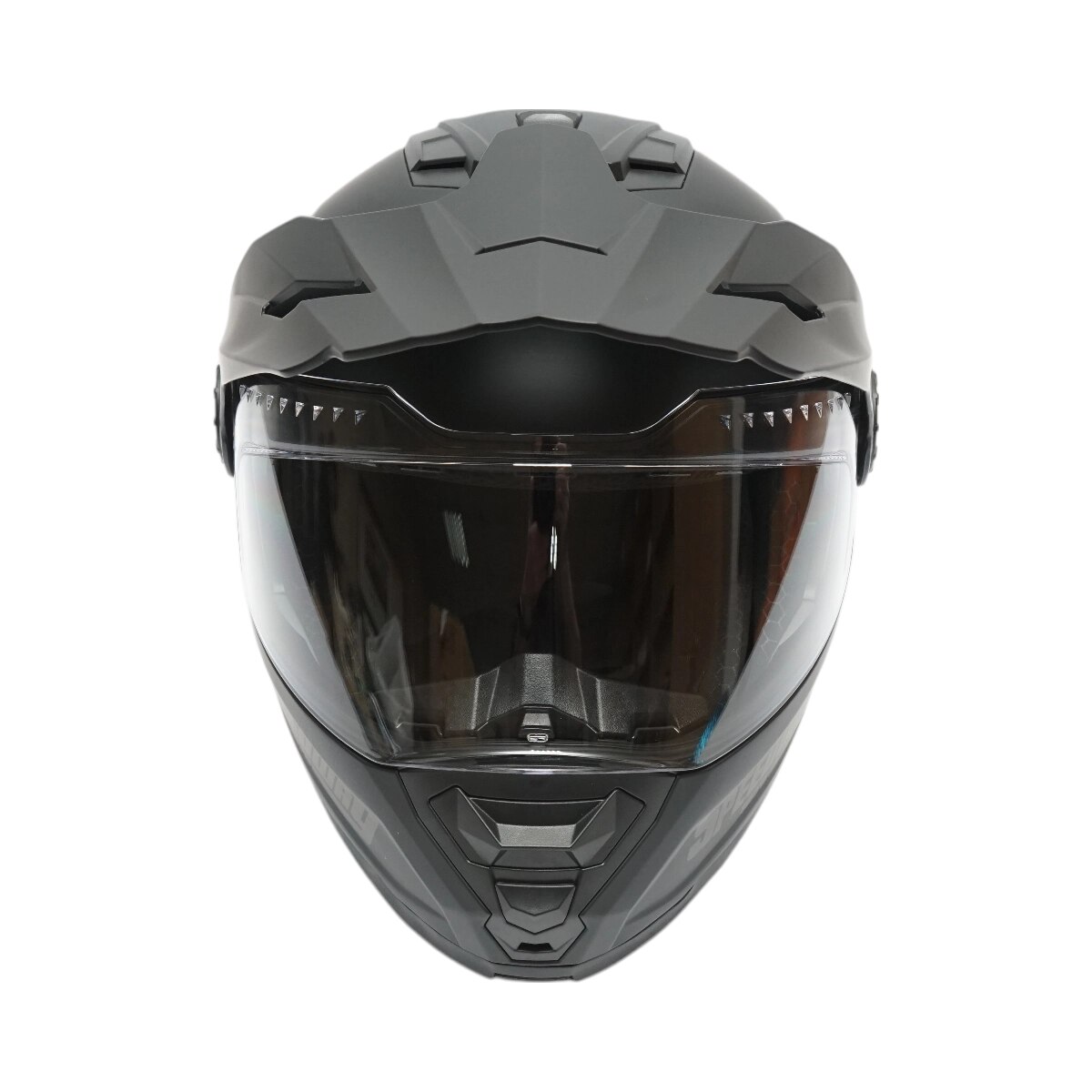 Casca motocross integrala negru mat cu viziera transparenta si ochelari de soare, marimea L, model LION FAVLine Selection