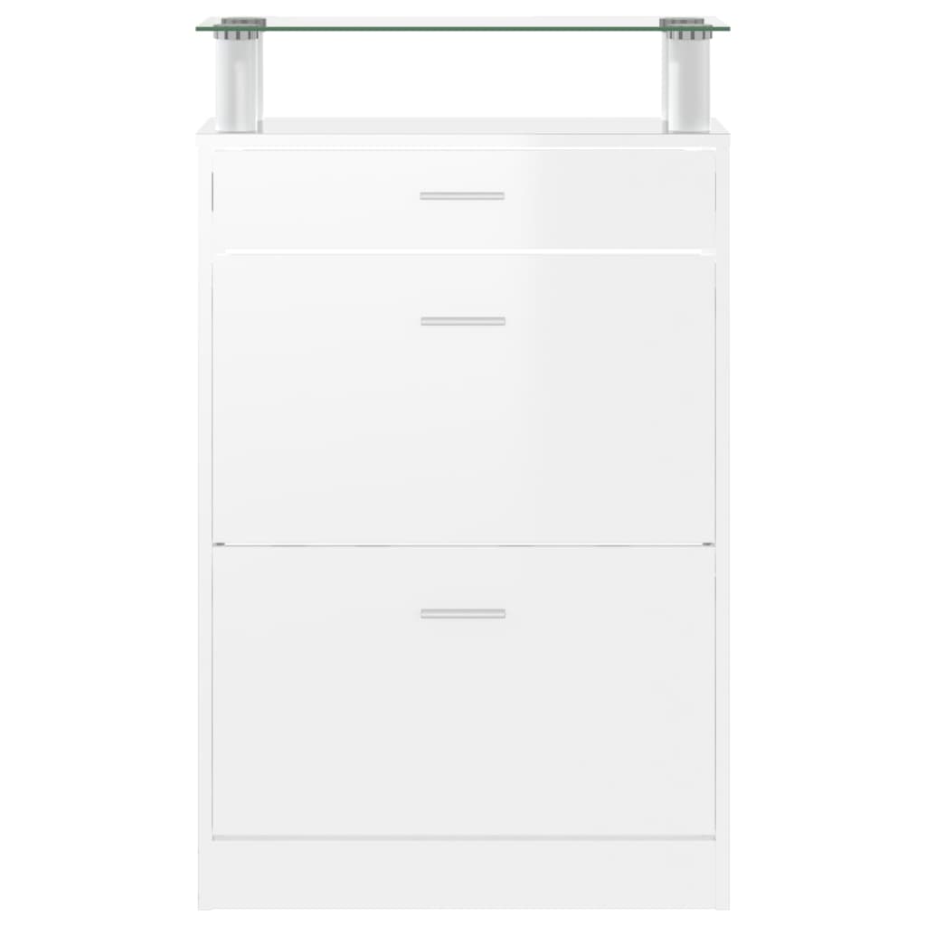 Pantofar, alb extralucios, 63x24x104 cm, lemn prelucrat GartenMobel Dekor