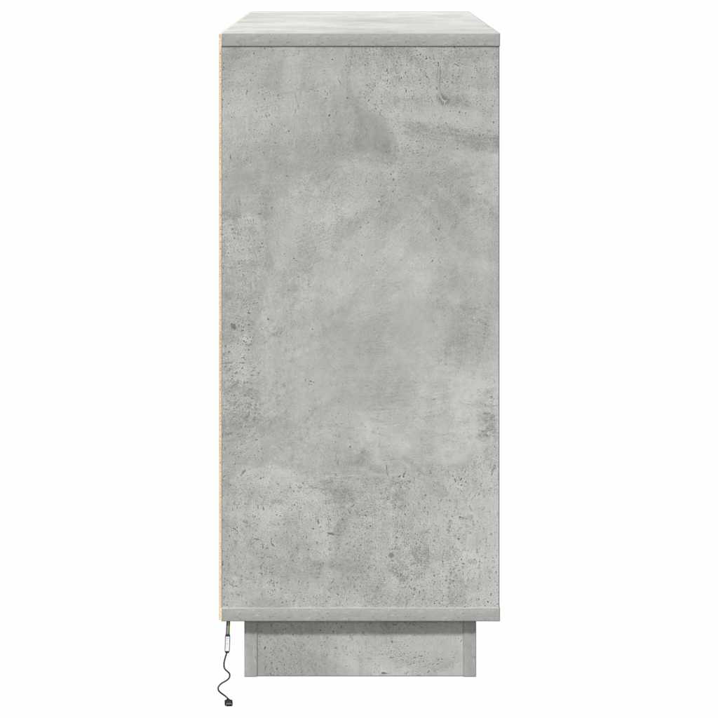 Bufet LED cu raft Gri din beton 90 x 32 x 75 cm Lemn compozit GartenMobel Dekor