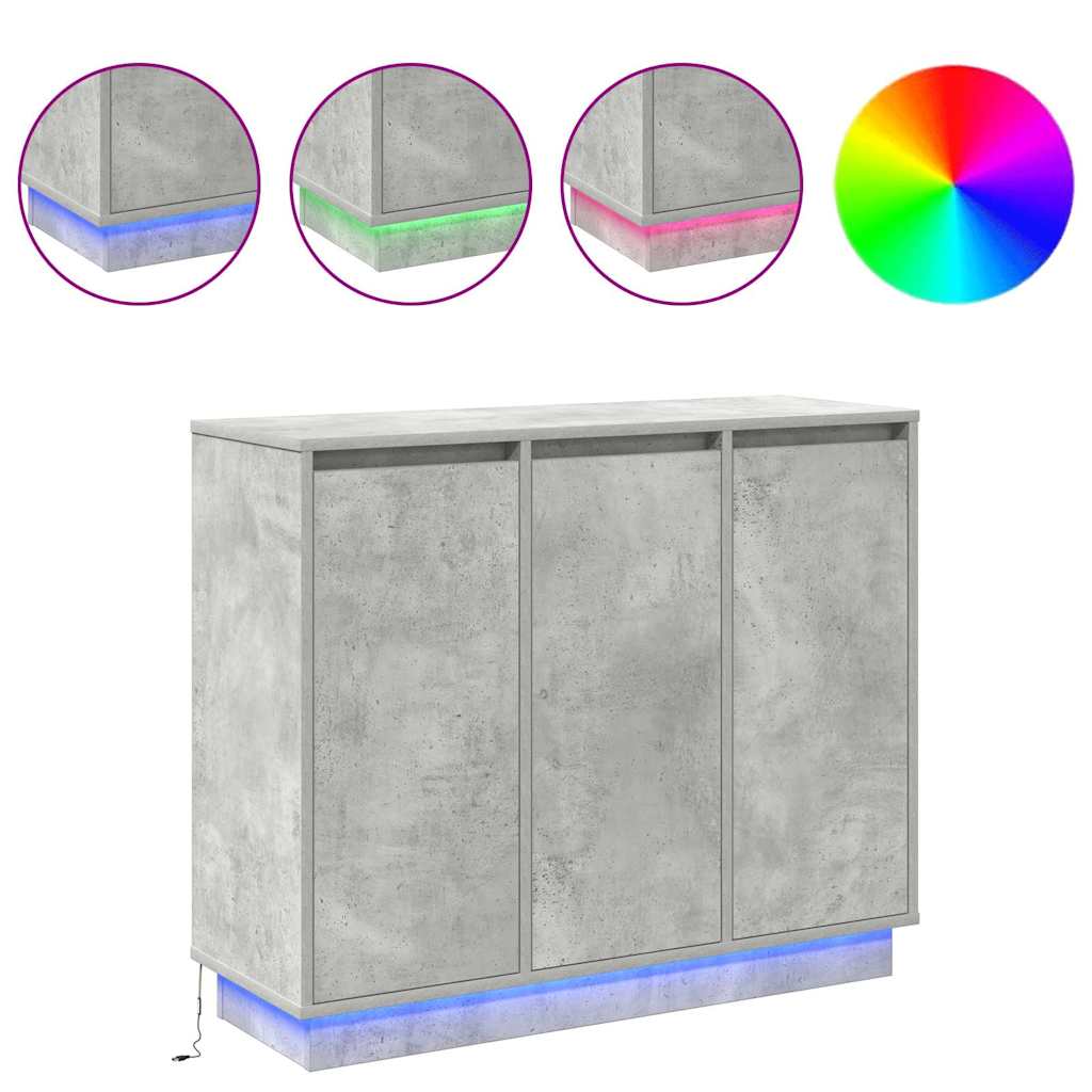 Bufet LED cu raft Gri din beton 90 x 32 x 75 cm Lemn compozit GartenMobel Dekor