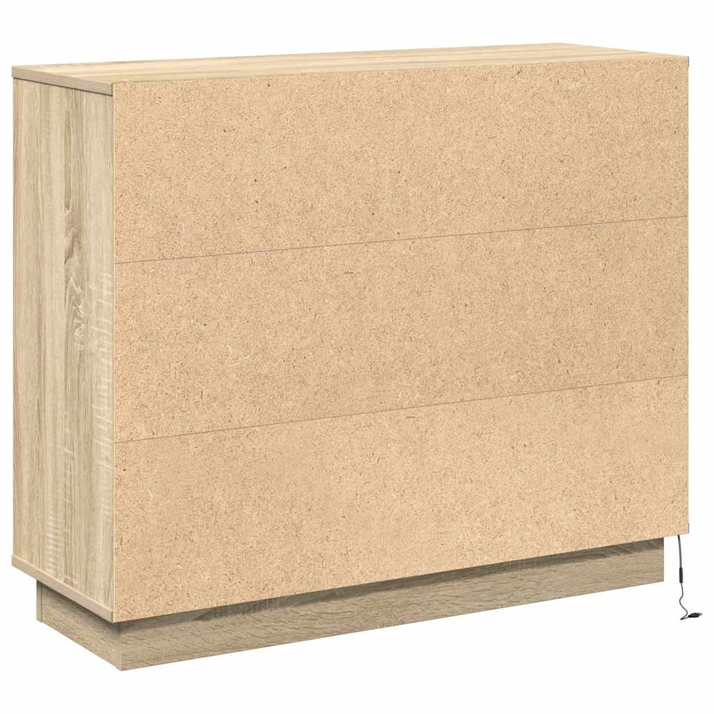 Bufet LED cu raft Stejar Sonoma 90 x 32 x 75 cm Lemn compozit GartenMobel Dekor