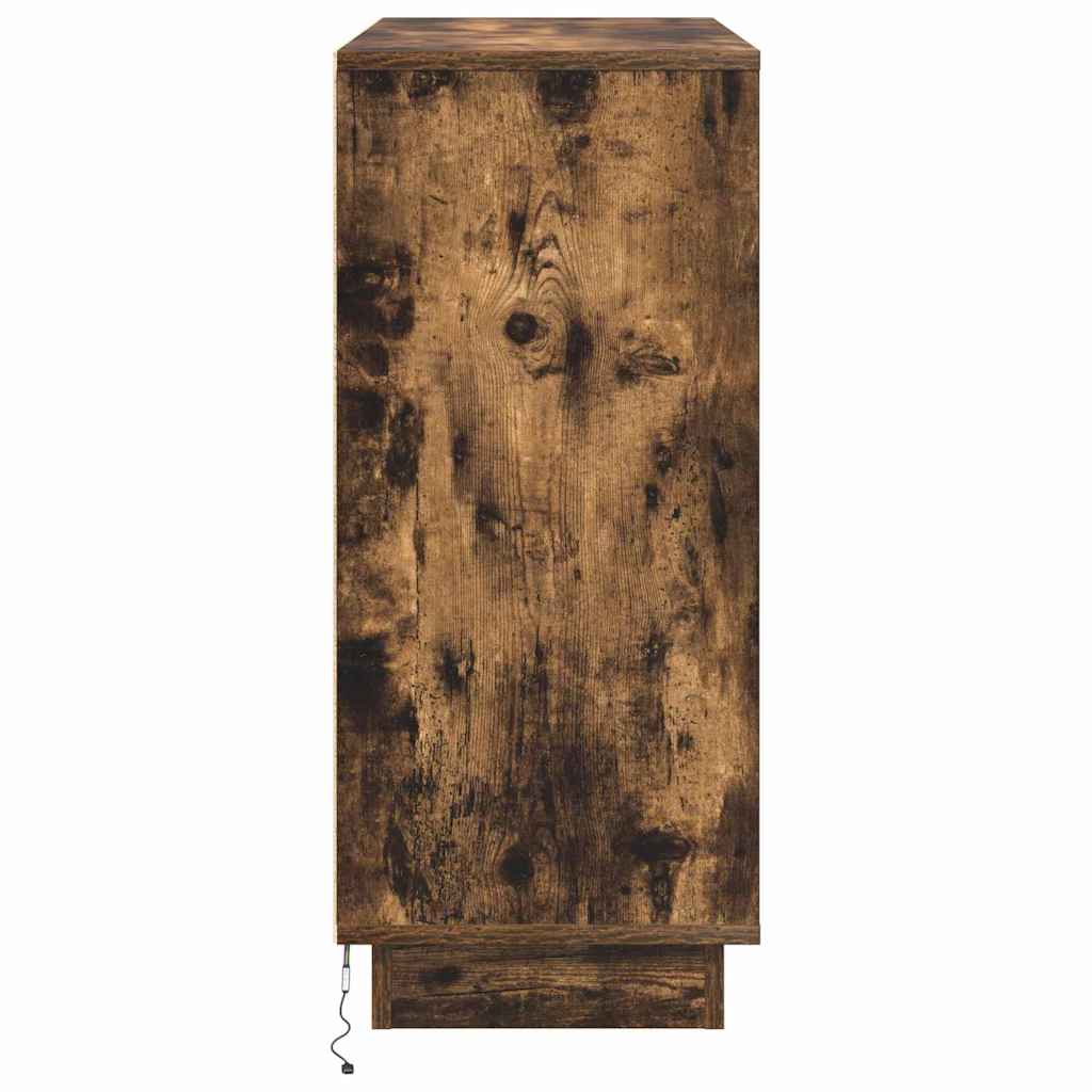 Bufet LED cu raft Stejar fumuriu 90 x 32 x 75 cm Lemn compozit GartenMobel Dekor