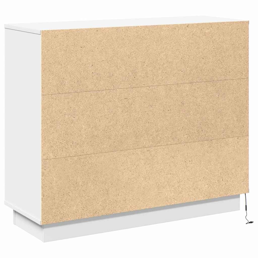 Bufet LED cu raft cu ușă Alb 90 x 32 x 75 cm Lemn compozit GartenMobel Dekor