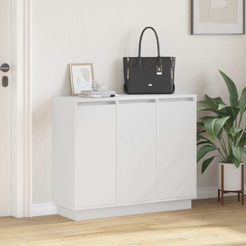 Bufet LED cu raft cu ușă Alb 90 x 32 x 75 cm Lemn compozit GartenMobel Dekor