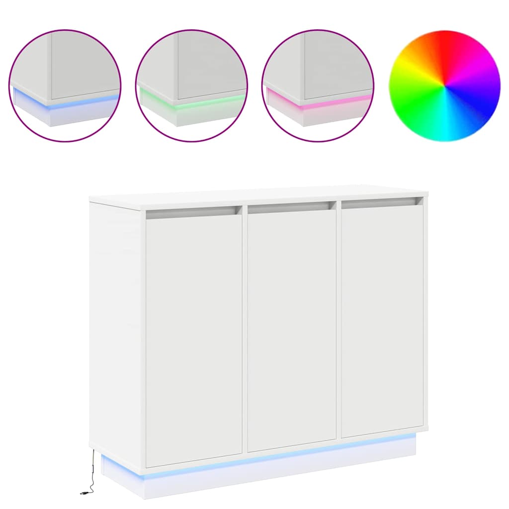 Bufet LED cu raft cu ușă Alb 90 x 32 x 75 cm Lemn compozit GartenMobel Dekor