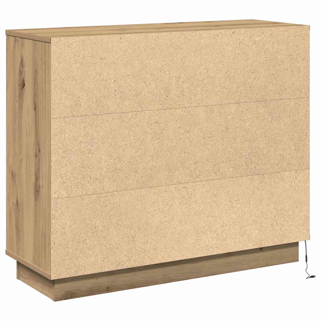 Bufet LED cu ușă Stejar Artizanal 90 x 32 x 75 cm Lemn compozit GartenMobel Dekor