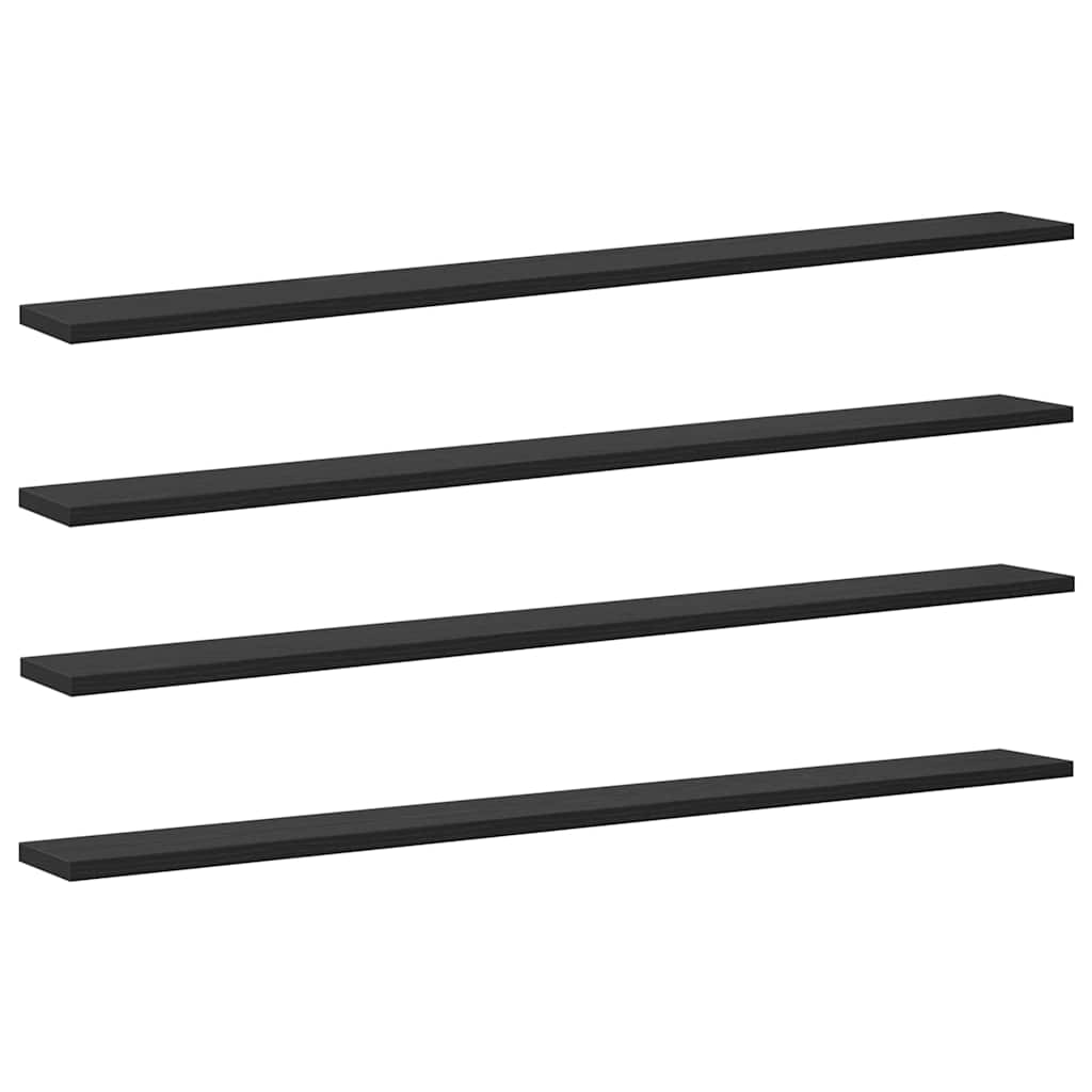 Raft pentru cărți 4 pcs Negru 100 x 10 x 1,5 cm Lemn compozit GartenMobel Dekor