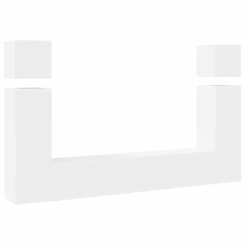 Set dulapuri TV, 8 piese, alb, lemn prelucrat GartenMobel Dekor