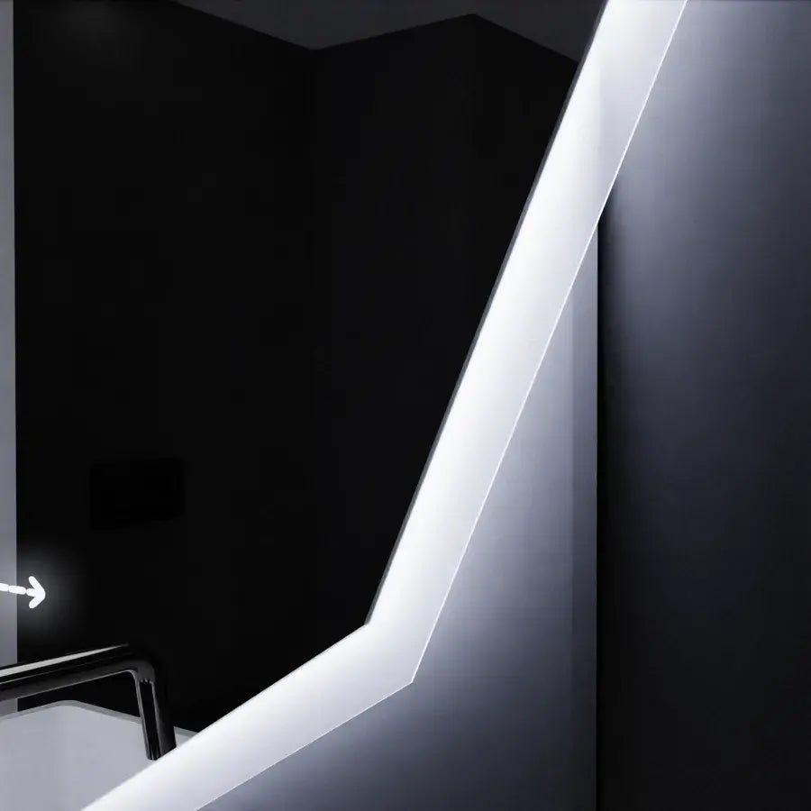 Oglinda LED 60cm, POLIGON Senzor MotionGlow Marcello, Sistem Dezaburire, Ceas & Termometru, Dimabila ModernLight Concept