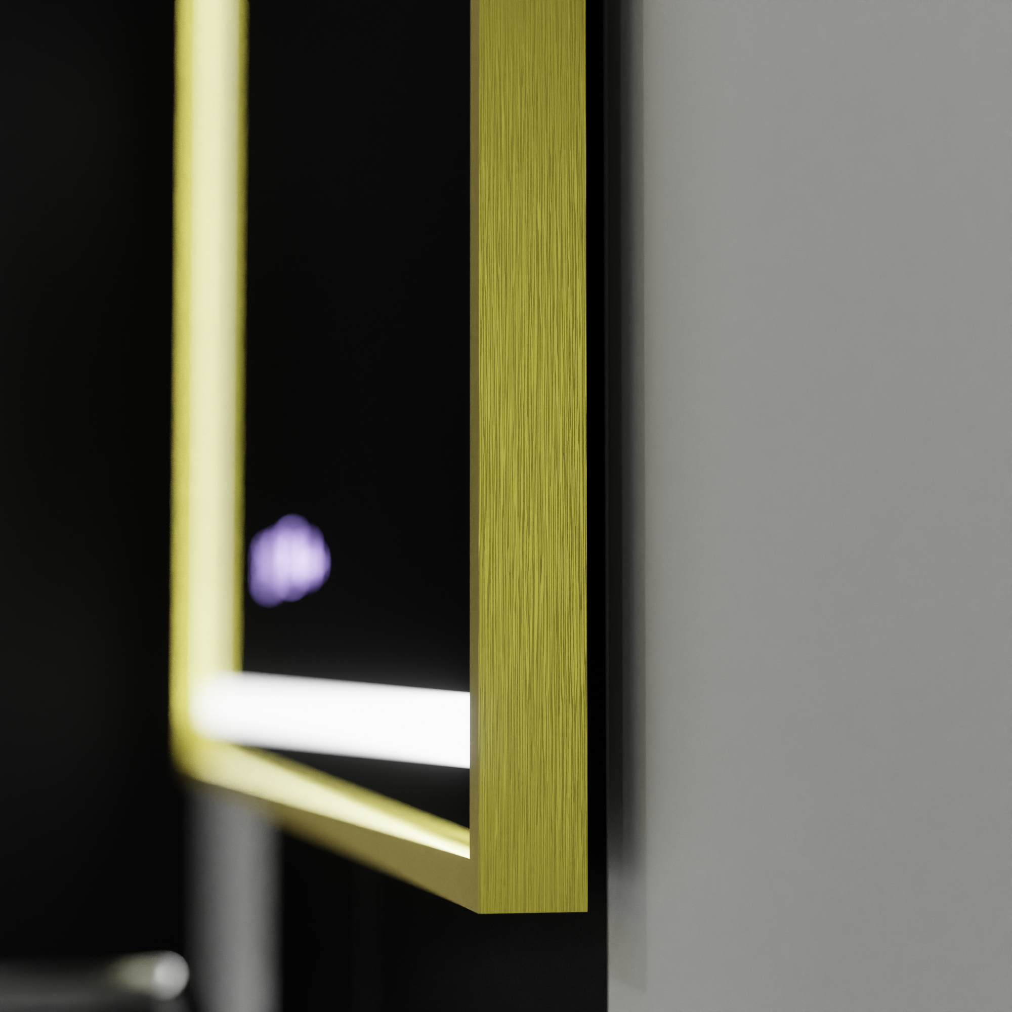 Oglinda LED Rectangulara, 100x65cm, Verite Royale Gold Motion Glow Marcello, Sistem Dezaburire, Ceas & Termometru, Dimabila ModernLight Concept