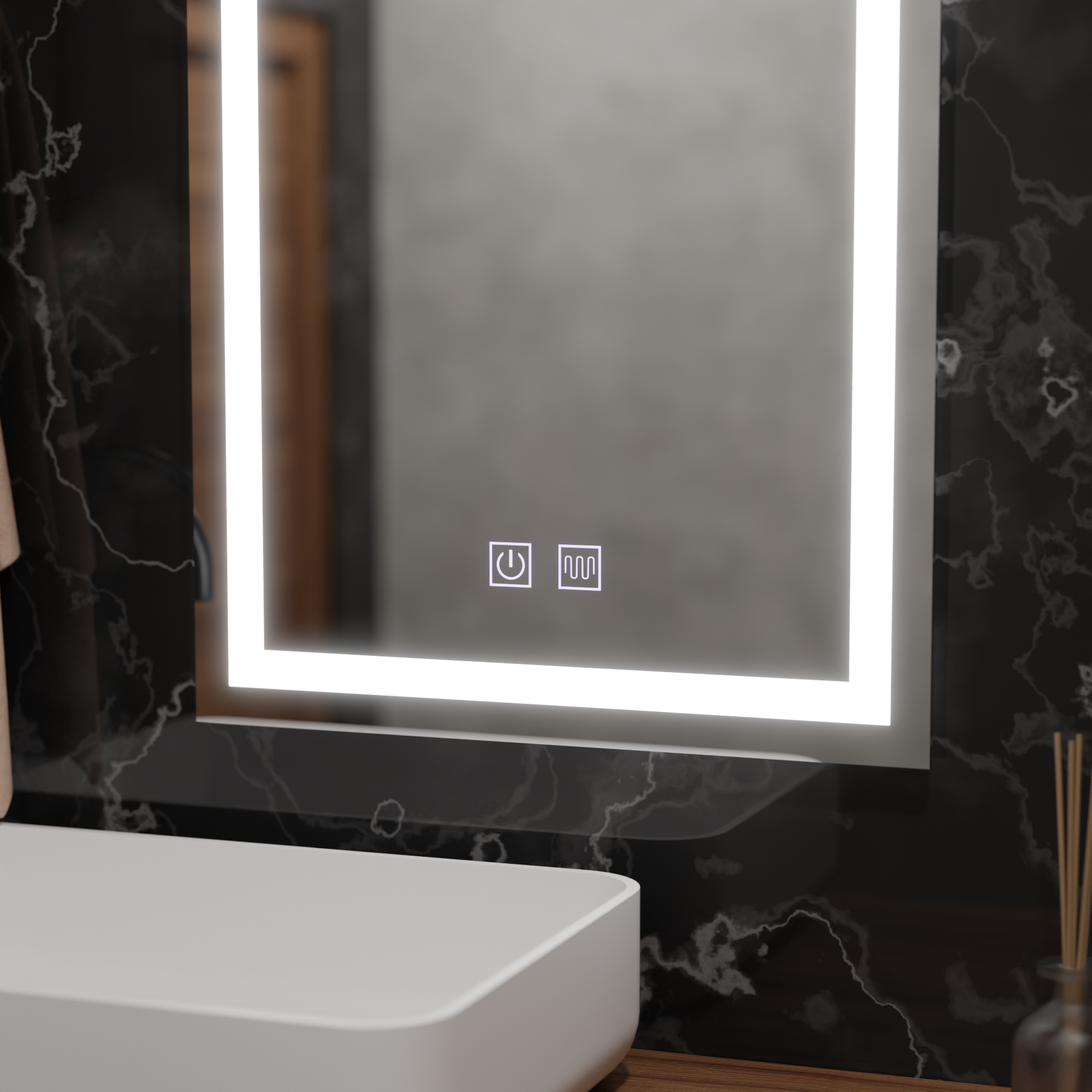 Oglinda LED Rectangulara, 45x60cm, RADIANTE Touch, Sistem Dezaburire, Dimabila ModernLight Concept