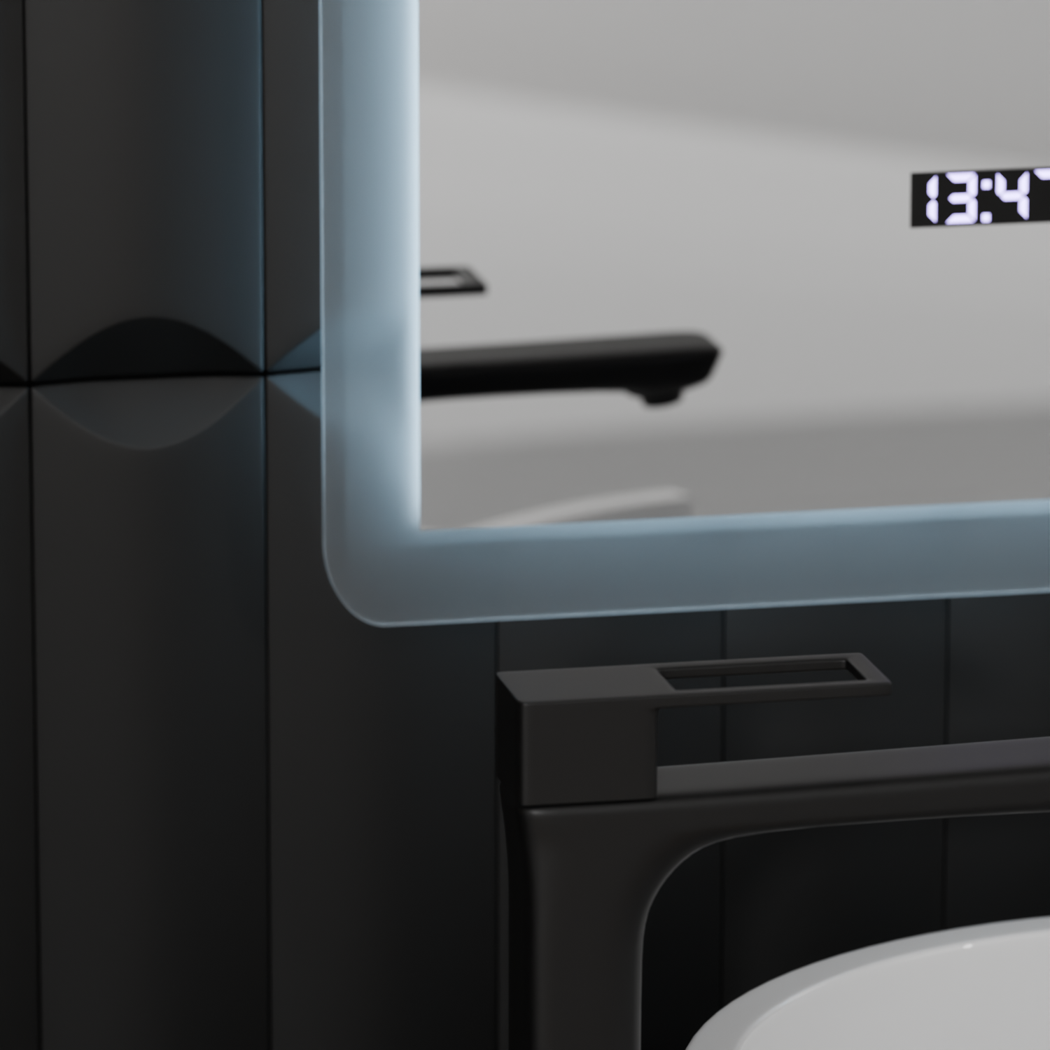 Oglinda LED Rectangulara, 50x70cm, ELANCEE Senzor MotionGlow Marcello, Sistem Dezaburire, Ceas & Termometru, Dimabila ModernLight Concept