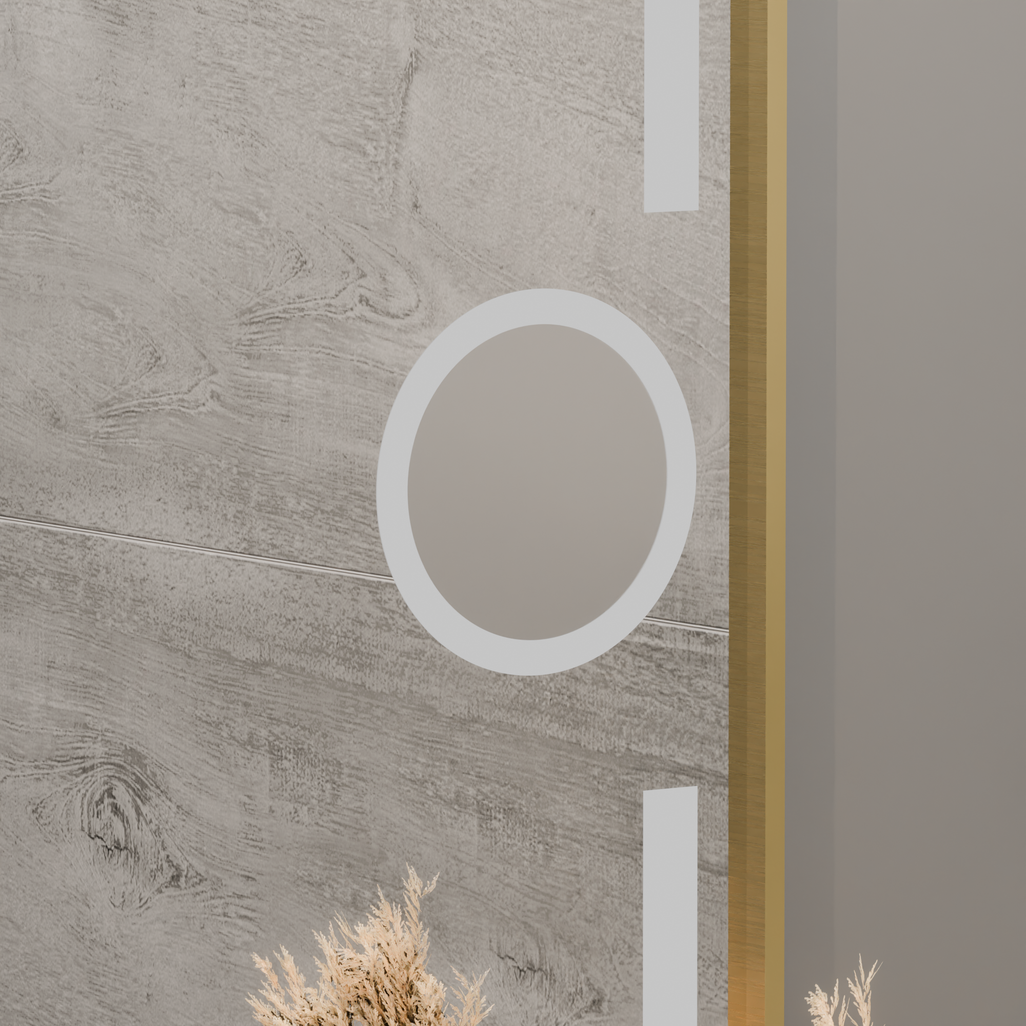 Oglinda LED Rectangulara, 60x80cm, Eclat MotionGlow Marcello, Sistem Dezaburire, Ceas & Termometru, Lupa Cosmetica, Dimabila, Rama Auriu Brushed ModernLight Concept