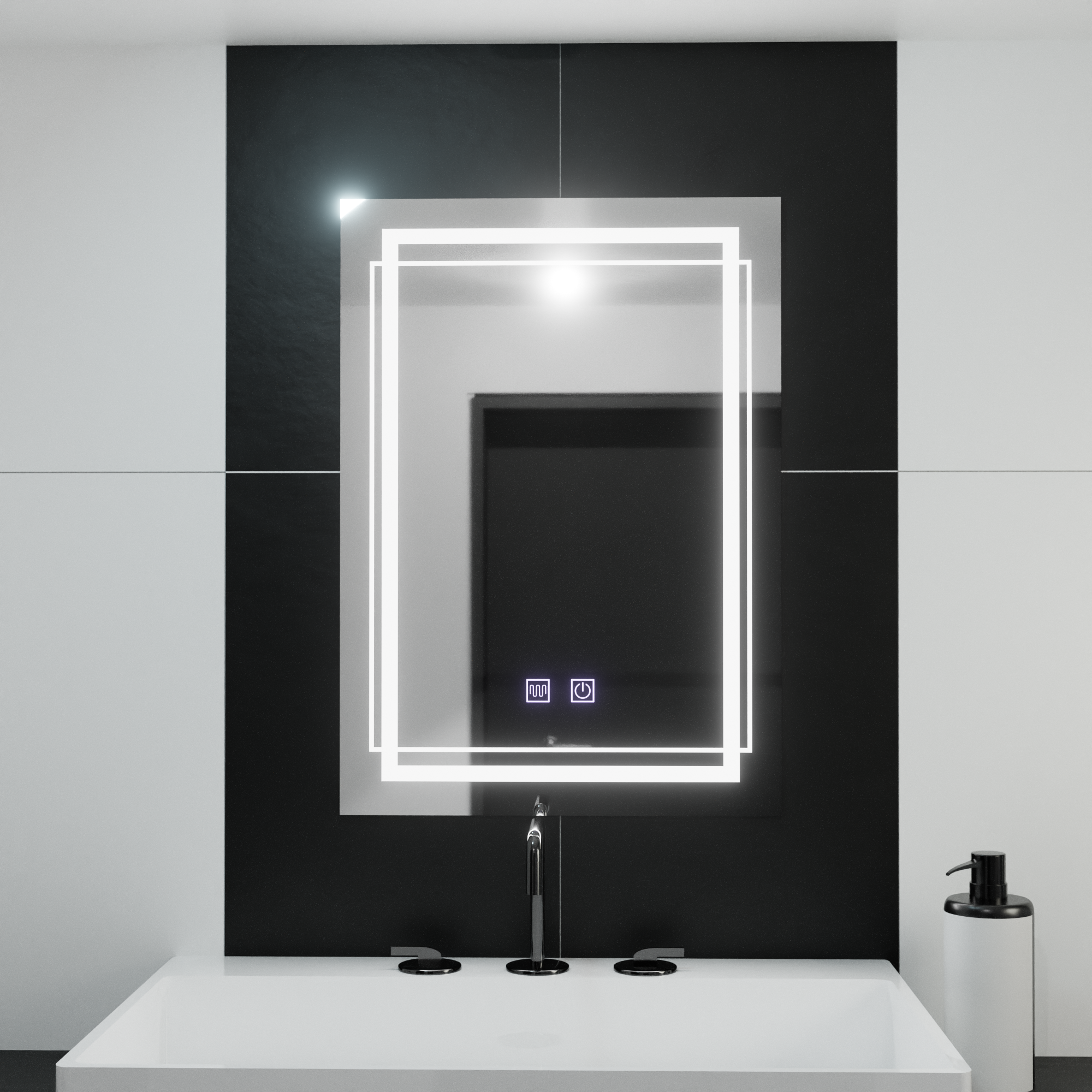 Oglinda LED Rectangulara, 60x80cm, KOVEN Touch, Sistem Dezaburire,Dimabila ModernLight Concept