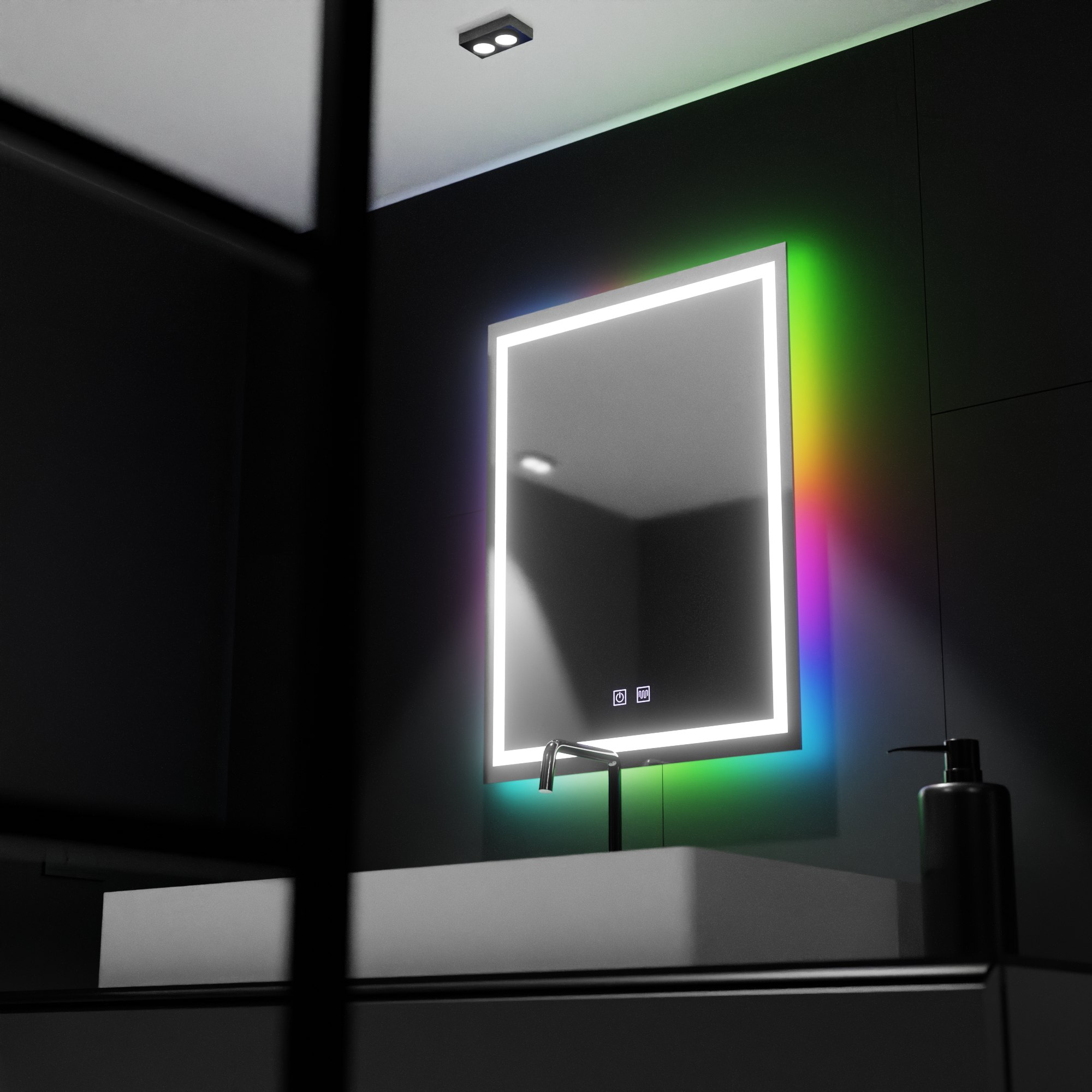 Oglinda LED Rectangulara 60X80cm, Spectrum Touch, RGB, Sistem Dezaburire ModernLight Concept
