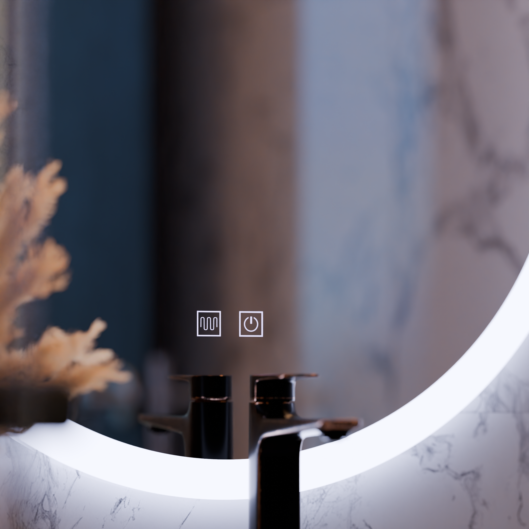 Oglinda LED Rotunda, 70cm, Noxia Touch, Sistem Dezaburire, Dimabila ModernLight Concept