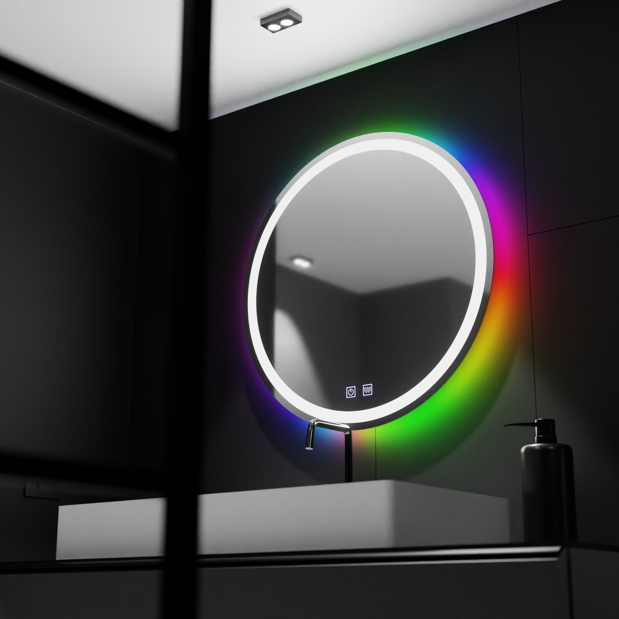 Oglinda LED Rotunda 60cm, Spectrum Touch, RGB, Sistem Dezaburire ModernLight Concept