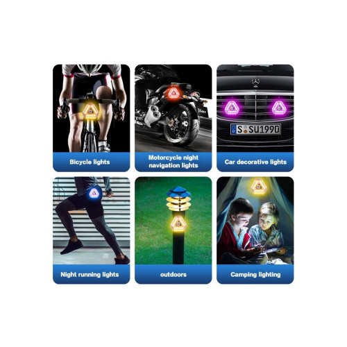 Set 2 lampi magnetice triunghi flash cu telecomanda si baterie reincarcabila RGB+W Cod: HH-037 Automotive TrustedCars