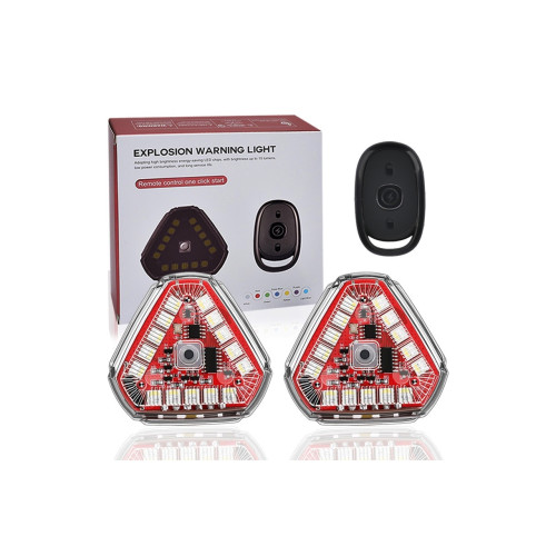 Set 2 lampi magnetice triunghi flash cu telecomanda si baterie reincarcabila RGB+W Cod: HH-037 Automotive TrustedCars