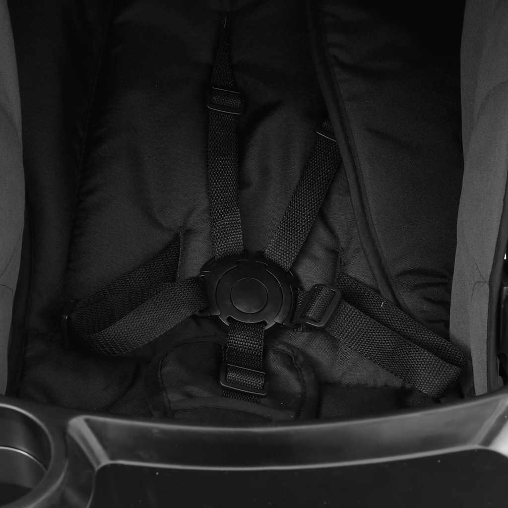 Cărucior pentru copii 3-în-1, gri închis și negru, oțel GartenMobel Dekor