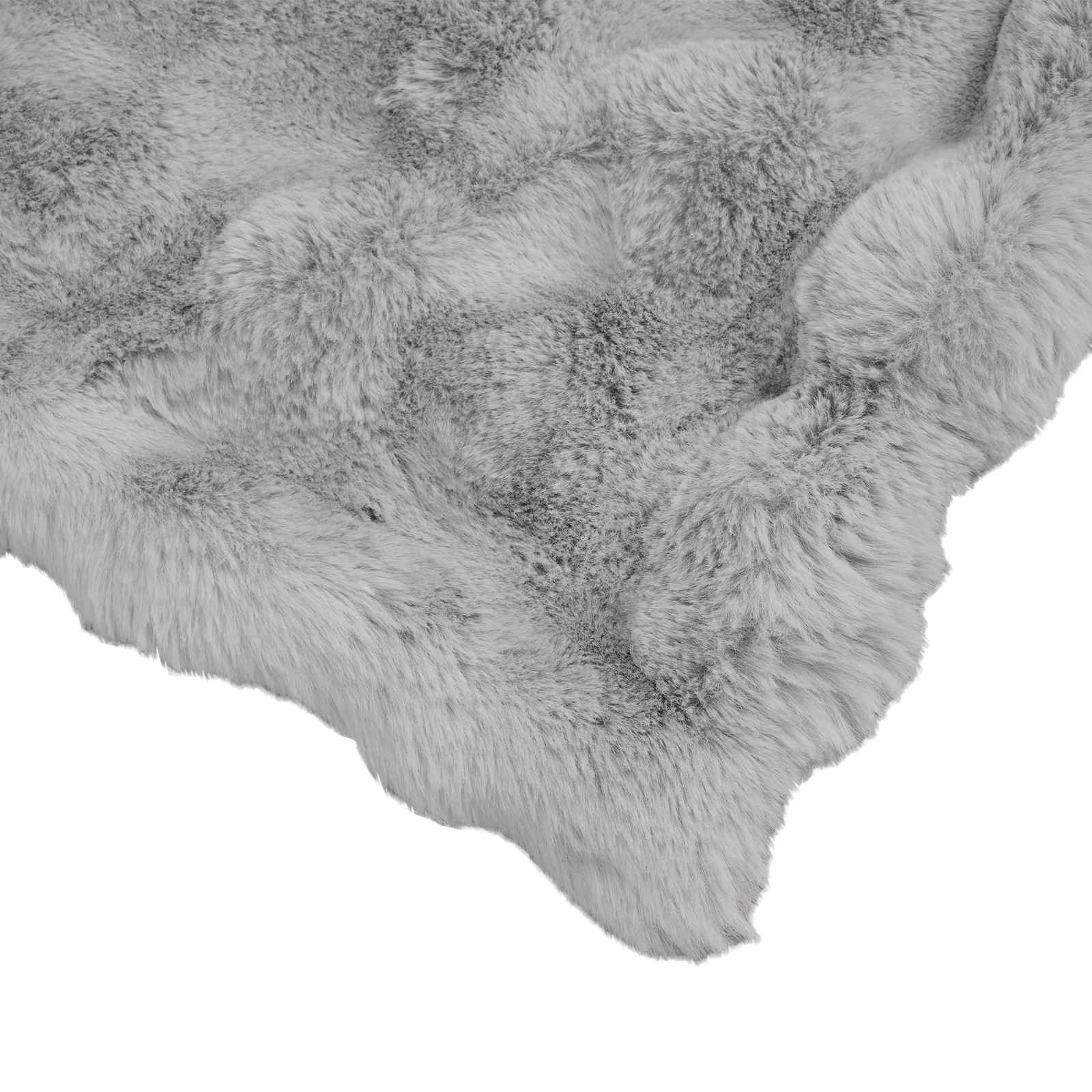 Pătură din Blană sintetică de Iepure Gri 240 x 270 cm Poliester GartenMobel Dekor