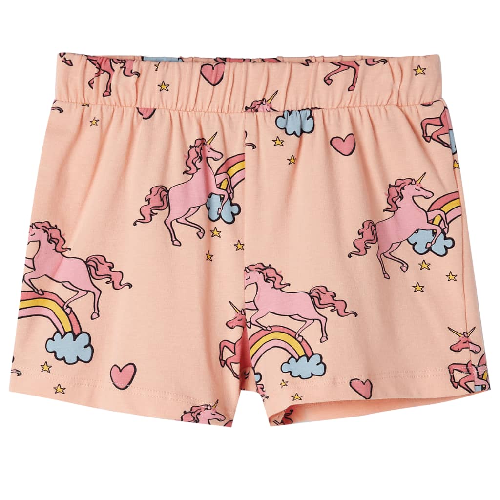 Pijamale pentru copii cu mâneci scurte, portocaliu deschis, 116 GartenMobel Dekor