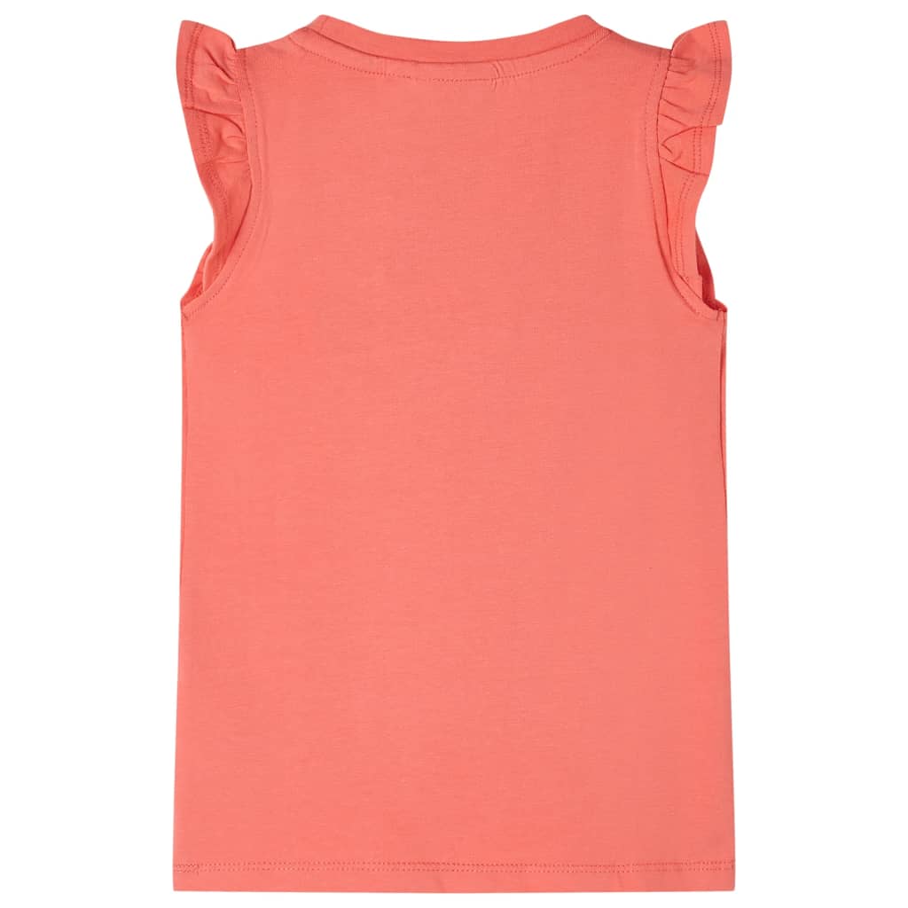 Tricou pentru copii cu mâneci cu volan, coral, 104 GartenMobel Dekor