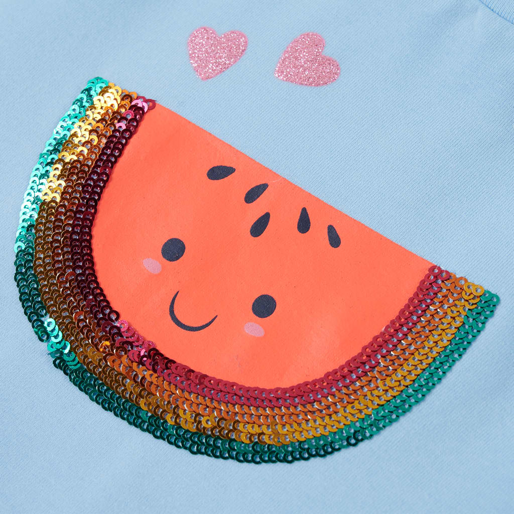 Tricou pentru copii cu mâneci cu volane, albastru deschis, 128 GartenMobel Dekor