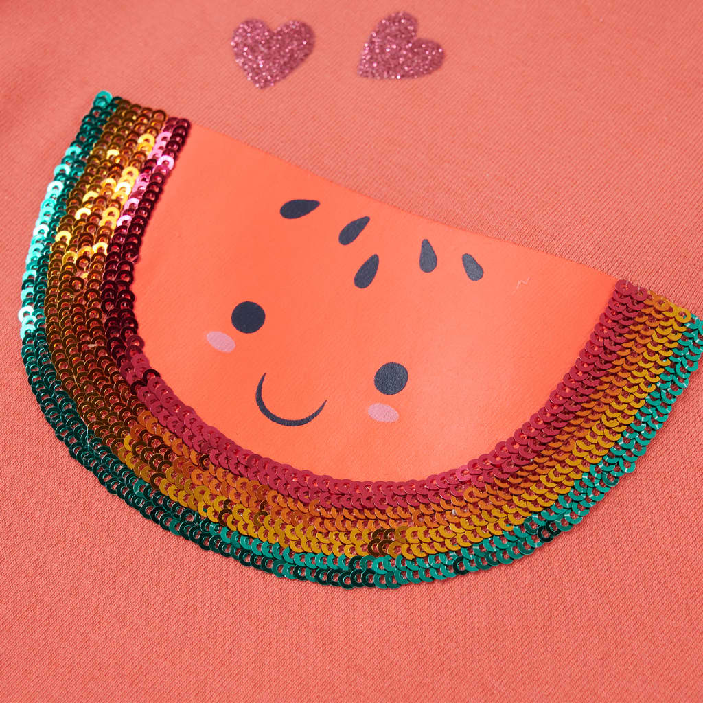 Tricou pentru copii cu mâneci cu volane, coral, 128 GartenMobel Dekor