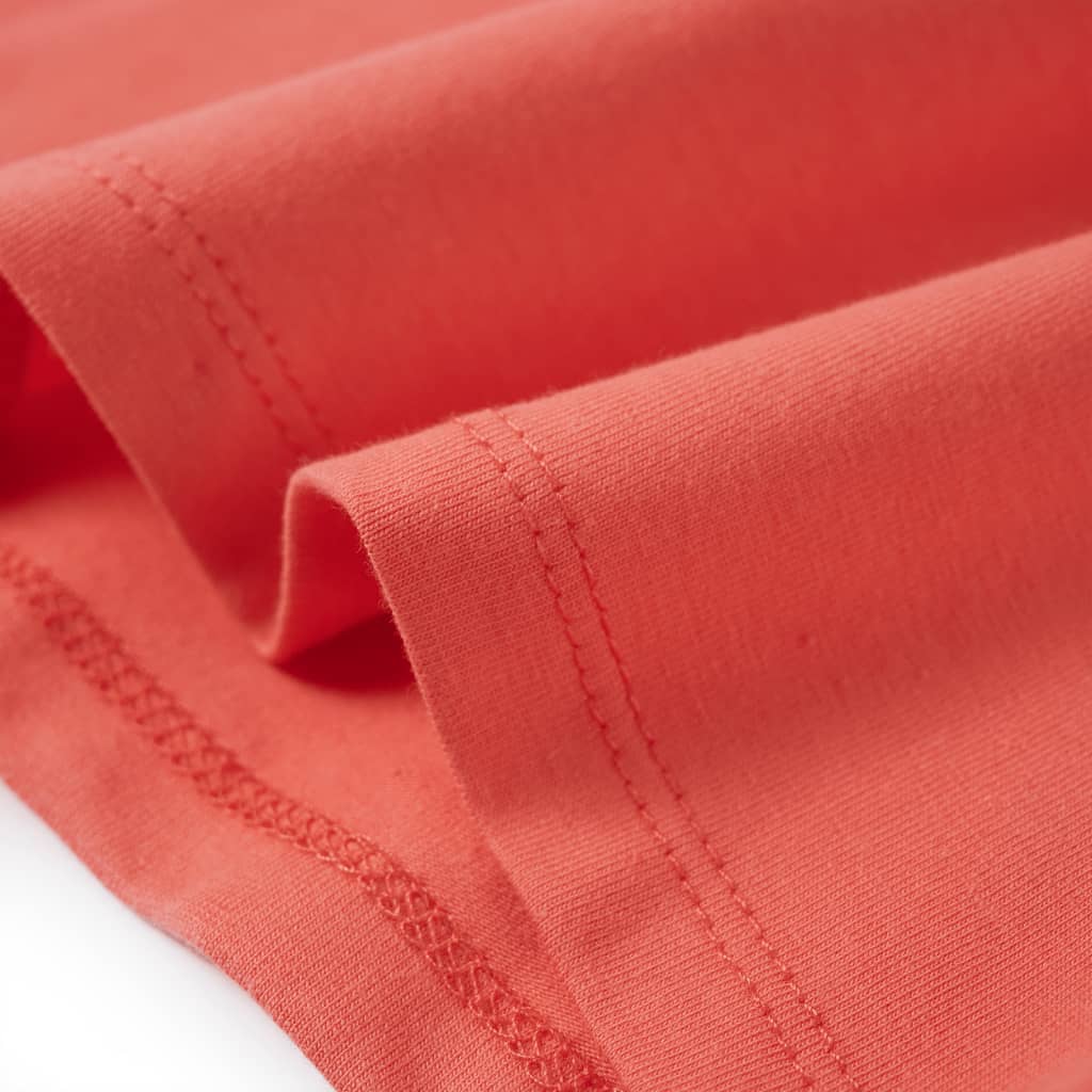 Tricou pentru copii cu mâneci cu volane, coral, 128 GartenMobel Dekor