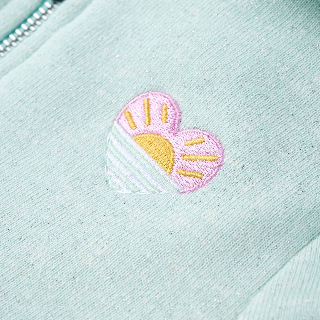 Hanorac copii cu glugă și fermoar, combinație verde mentă deschis, 104 GartenMobel Dekor